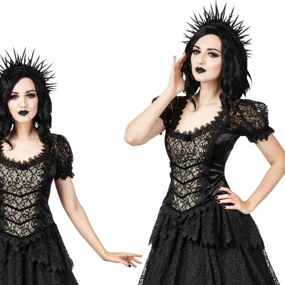 Sinister - 1339 Top - Zwart/Ivoorkleurig